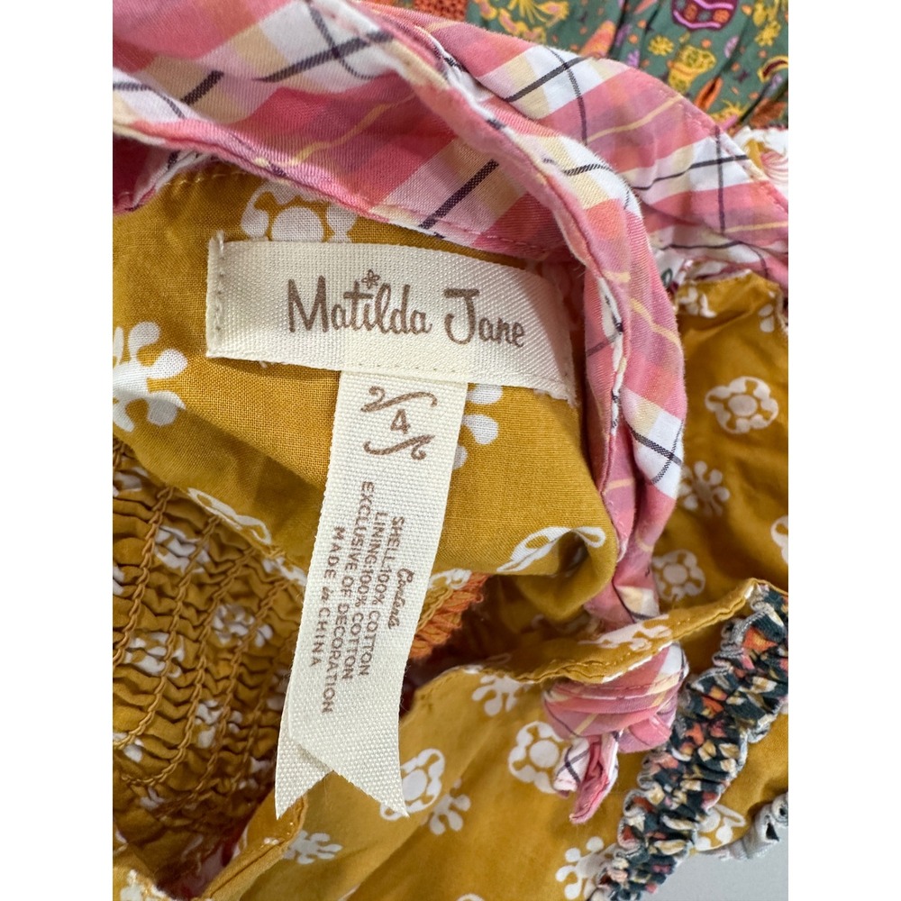 Matilda Jane Girls Dress Colorful Patchwork Tiered Ruffle Size 4 - Picture 4 of 4